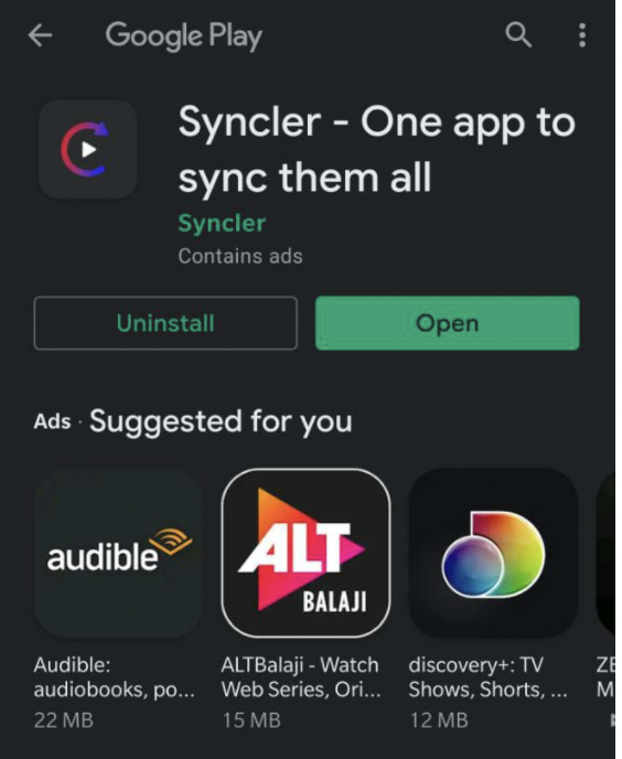 Install Syncler App from Google Play Store